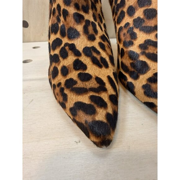 Vince Camuto Nandi 2 Calf Hair Leopard Zip Pointed Fur Bootie Size 10 - Picture 6 of 12
